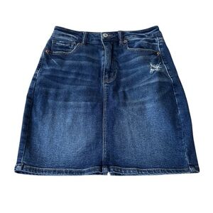 American Eagle Dark Blue Denim Stretch Mom Skirt Size 4!